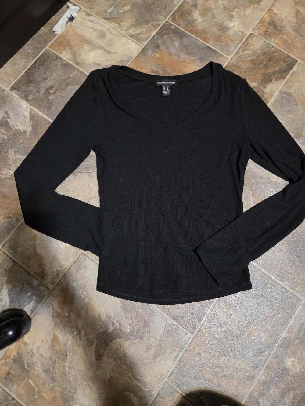Streetwear Society Black Scoop-Neck Long Sleeve Tee